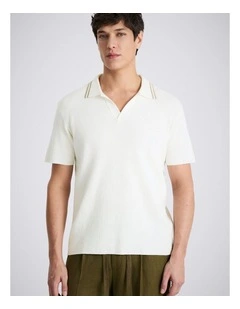 Off-White Ribbed Boucle Skipper Polo Shirt