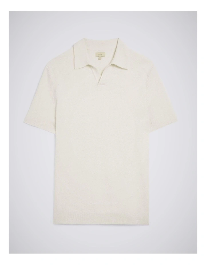 Off-White Ribbed Boucle Skipper Polo Shirt image 4