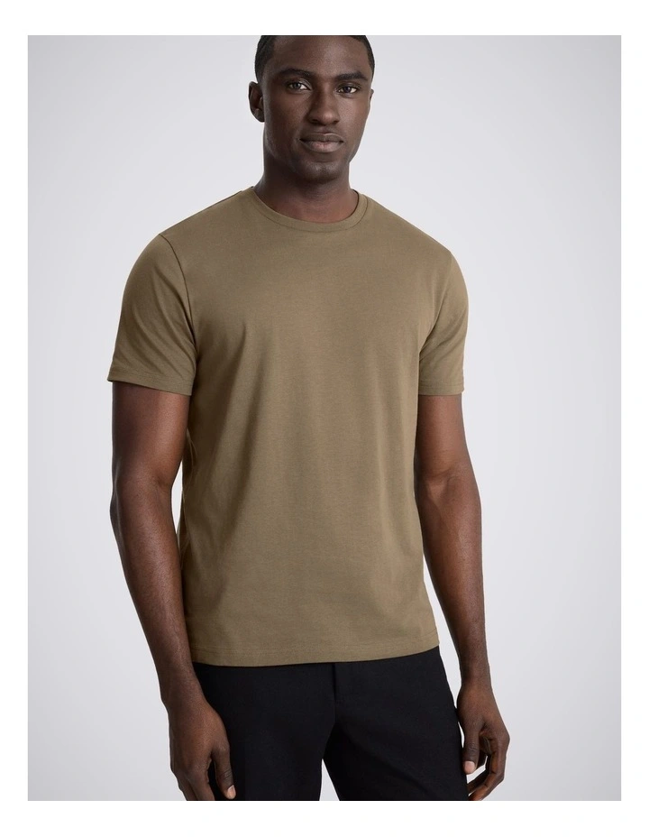 Dark Taupe Cotton Crew-Neck T-Shirt image 1