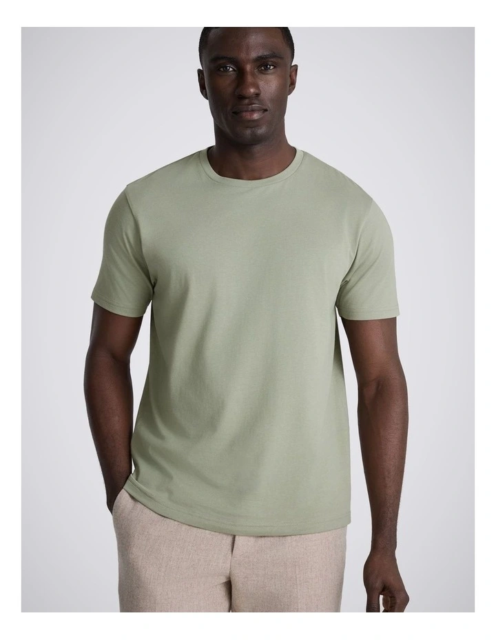 Sage Green Cotton Crew-Neck T-Shirt image 1