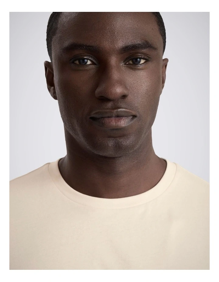 Ecru Cotton Crew-Neck T-Shirt image 2