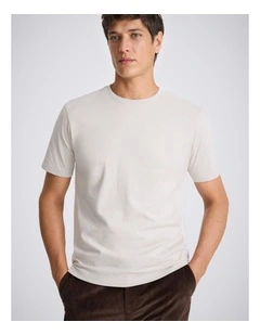 Light Taupe Cotton Crew-Neck T-Shirt