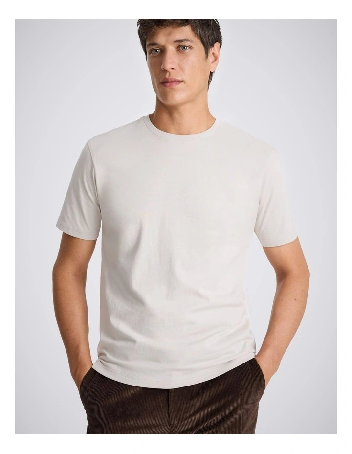 Light Taupe Cotton Crew-Neck T-Shirt image 1