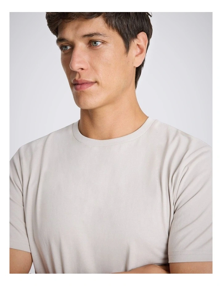 Light Taupe Cotton Crew-Neck T-Shirt image 2