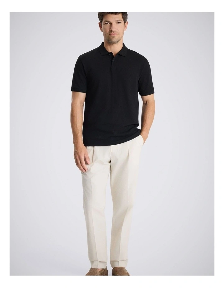 Black Cotton Pique Polo Shirt image 2