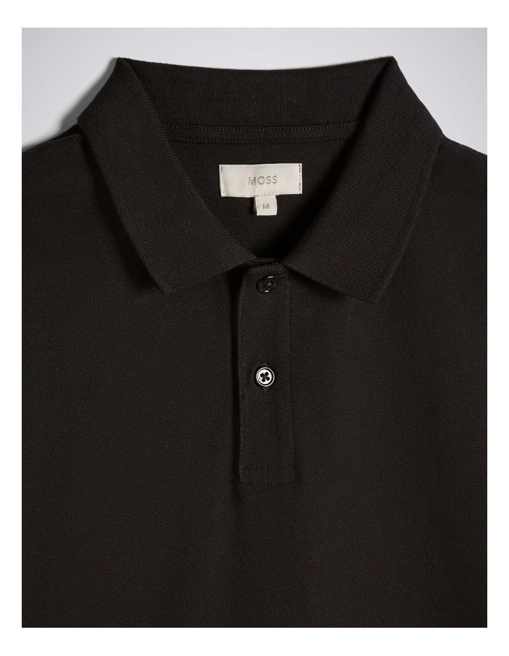 Black Cotton Pique Polo Shirt image 4