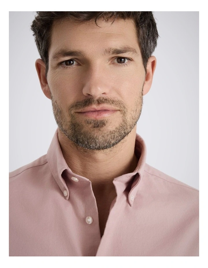Pink Short Sleeve Cotton Oxford Shirt image 2