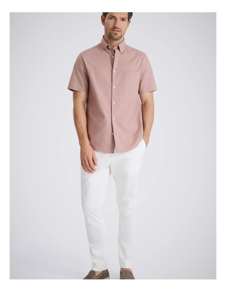 Pink Short Sleeve Cotton Oxford Shirt image 3