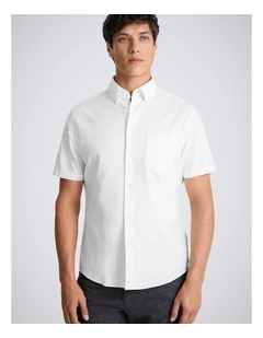 White Short Sleeve Cotton Oxford Shirt