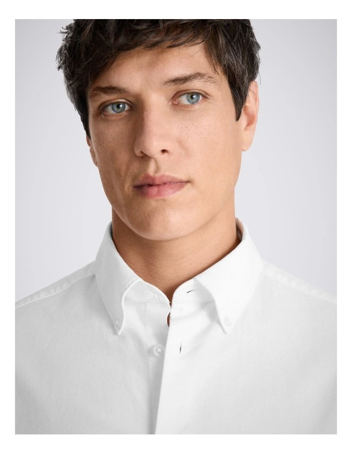 White Short Sleeve Cotton Oxford Shirt image 2