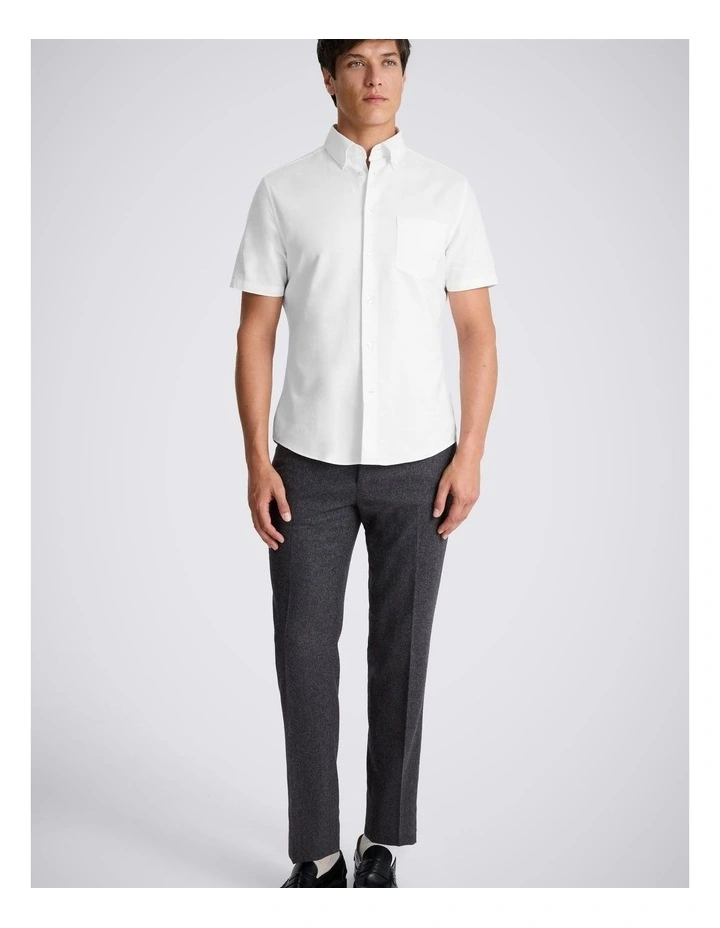 White Short Sleeve Cotton Oxford Shirt image 3