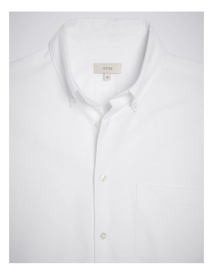 White Short Sleeve Cotton Oxford Shirt image 4