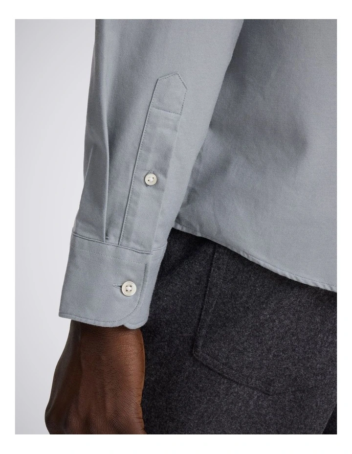 Mid Blue Washed Cotton Oxford Shirt image 3
