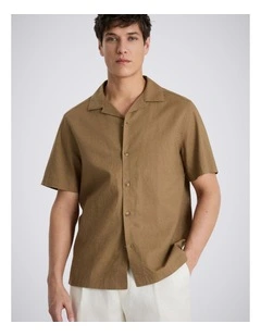 Dark Taupe Cotton Linen Cuban Shirt