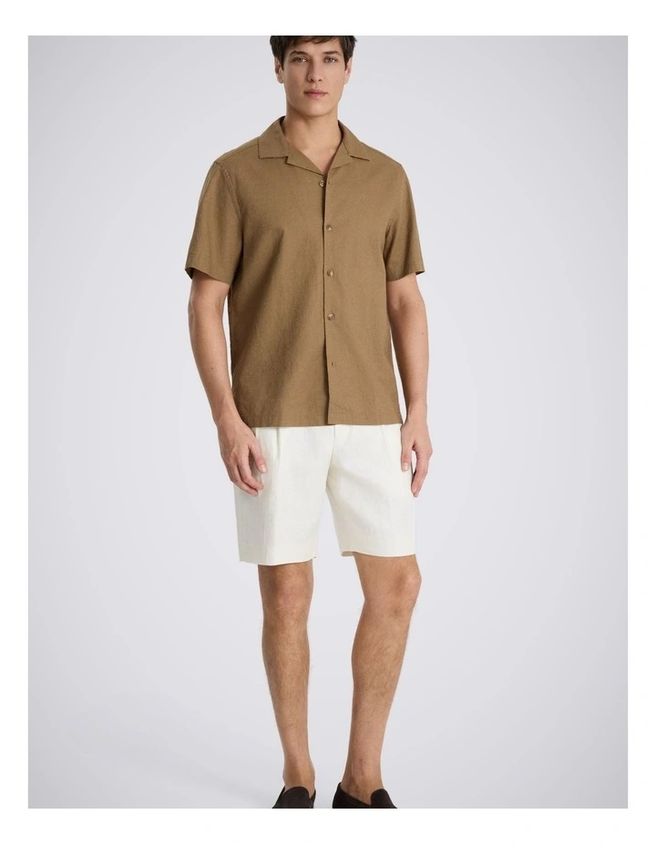 Dark Taupe Cotton Linen Cuban Shirt image 2