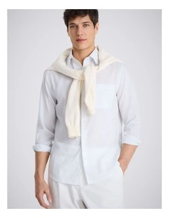 Blue Stripe Cotton Oxford Shirt
