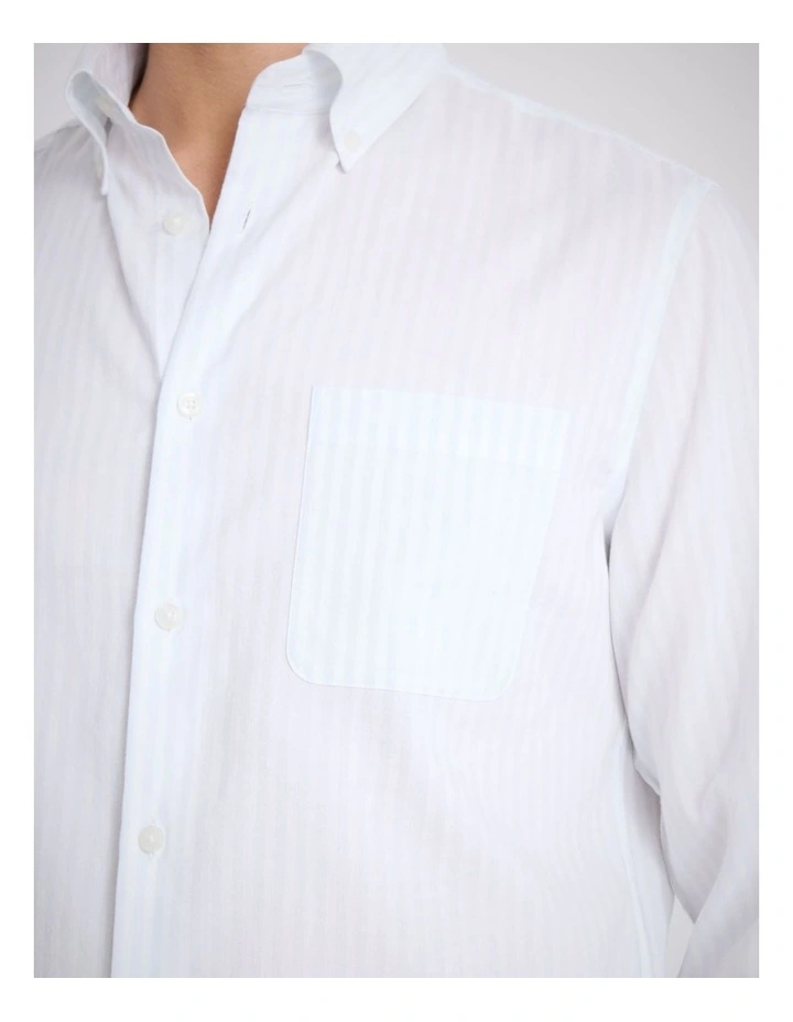 Blue Stripe Cotton Oxford Shirt image 2