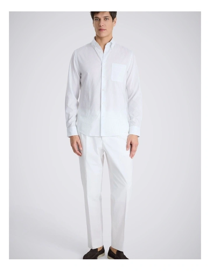 Blue Stripe Cotton Oxford Shirt image 3