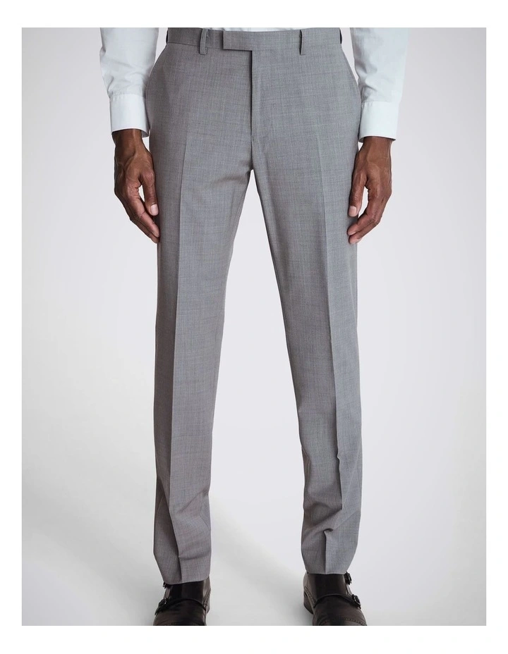 Tailored Fit Light Grey Marl Performance Trousers image 1