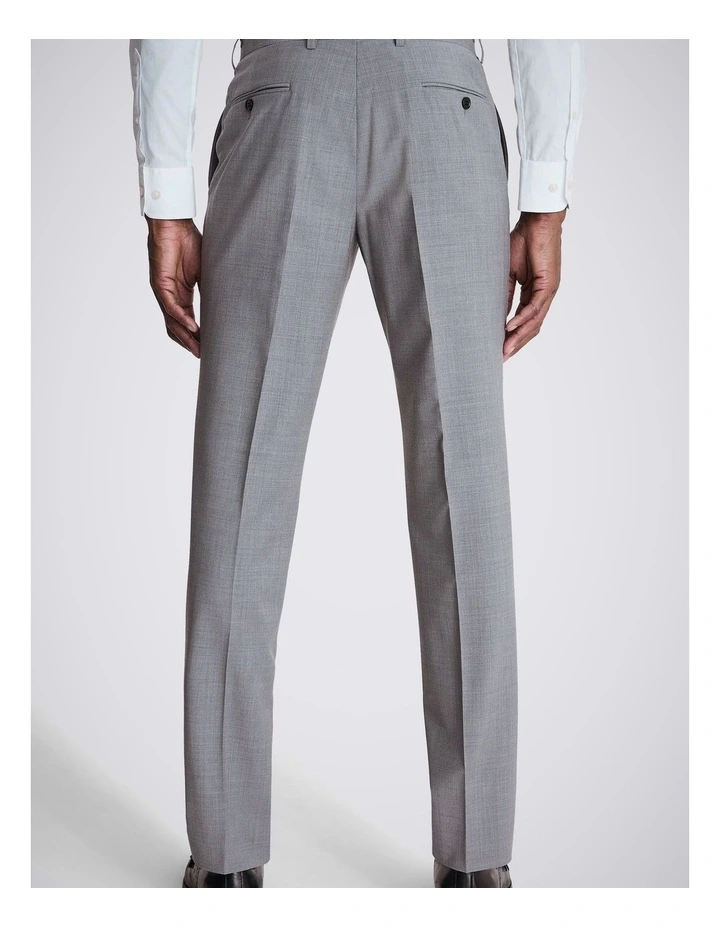 Tailored Fit Light Grey Marl Performance Trousers image 2