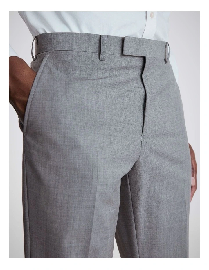 Tailored Fit Light Grey Marl Performance Trousers image 3