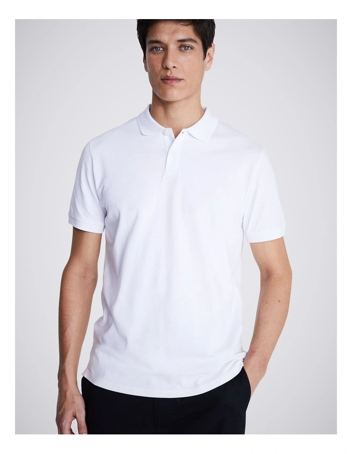White Cotton Pique Polo Shirt image 1