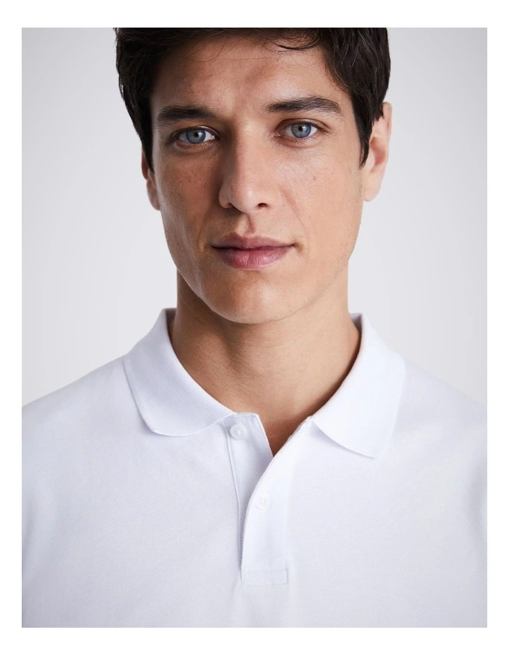 White Cotton Pique Polo Shirt image 3