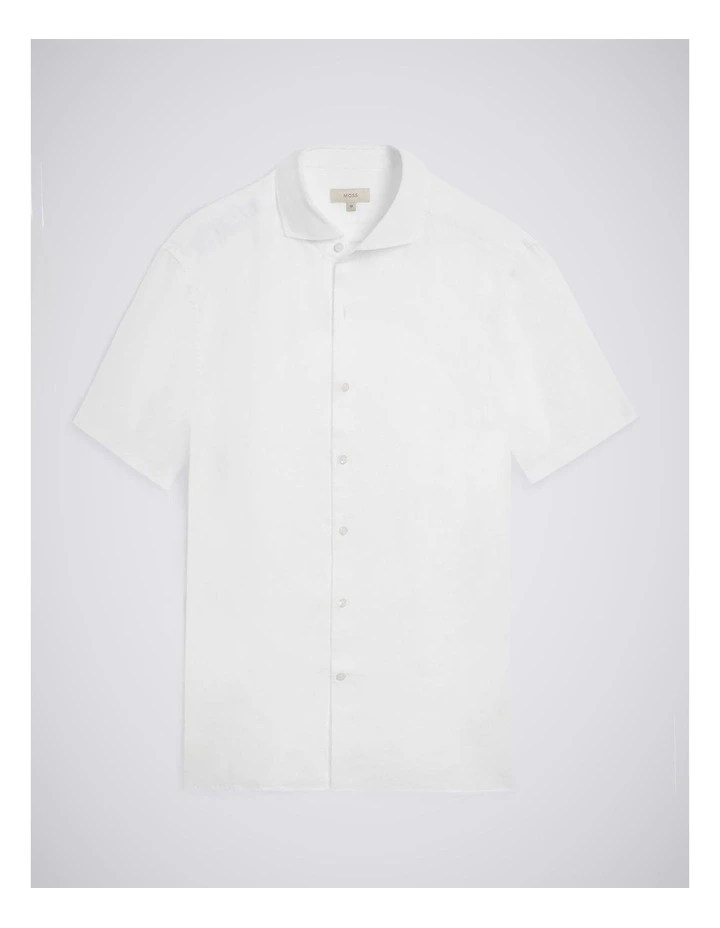 White Short Sleeve Linen Shirt image 4