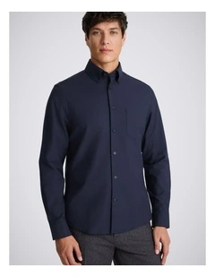 Navy Washed Cotton Oxford Shirt