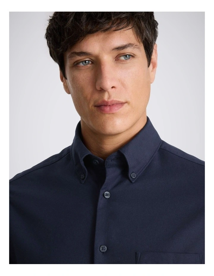Navy Washed Cotton Oxford Shirt image 3