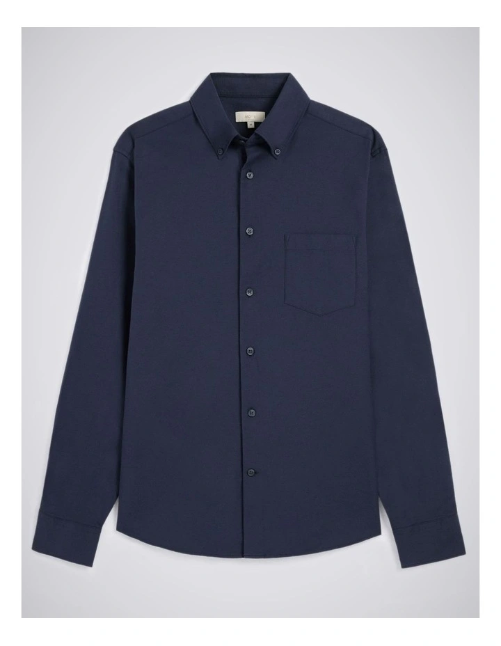 Navy Washed Cotton Oxford Shirt image 4