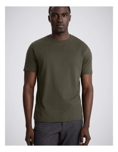 Khaki Cotton Crew-Neck T-Shirt