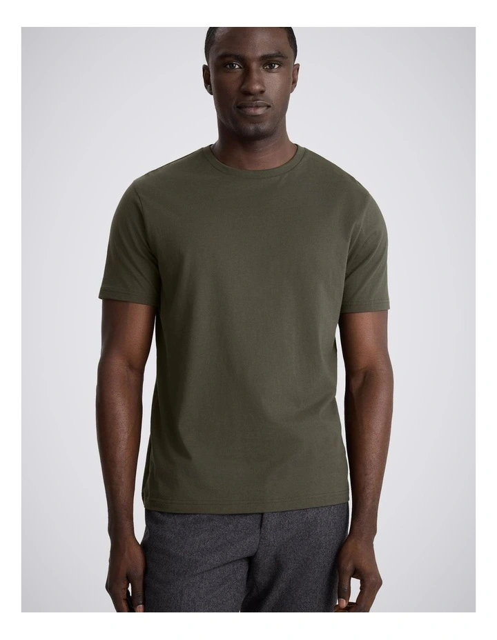 Khaki Cotton Crew-Neck T-Shirt image 1