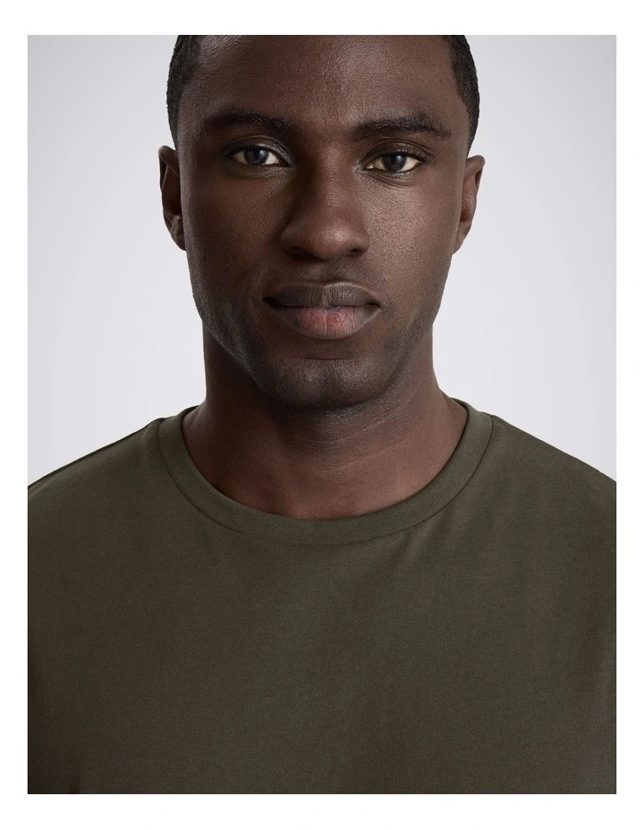 Khaki Cotton Crew-Neck T-Shirt image 2