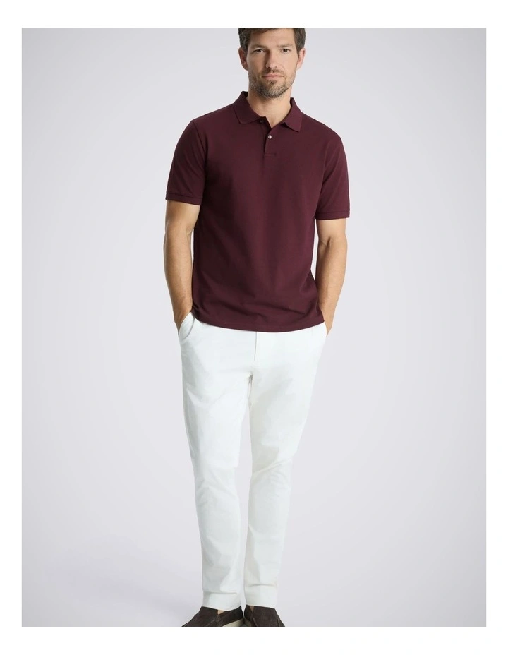 Burgundy Cotton Pique Polo Shirt image 1