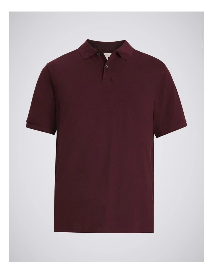 Burgundy Cotton Pique Polo Shirt image 3
