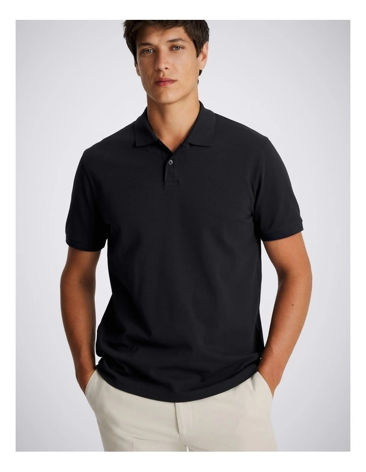 Navy Cotton Pique Polo Shirt image 1