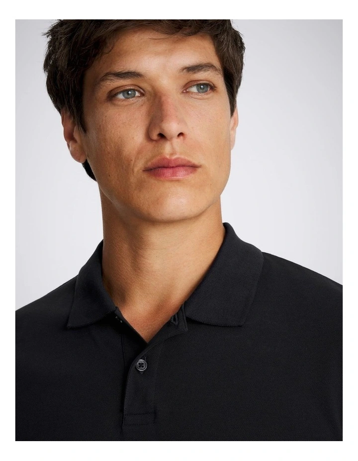 Navy Cotton Pique Polo Shirt image 2
