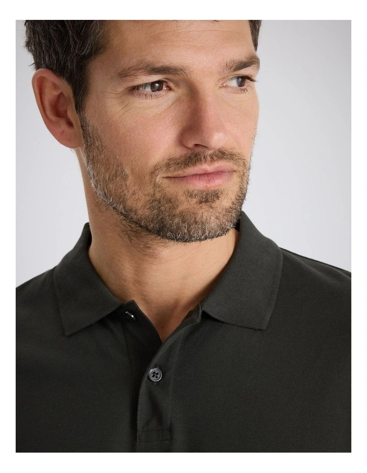 Khaki Cotton Pique Polo Shirt image 3