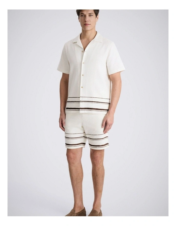 Brown Stripe Cotton Cuban Collar Shirt image 3