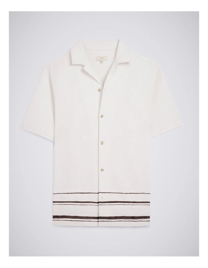 Brown Stripe Cotton Cuban Collar Shirt image 4