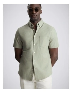 Sage Short Sleeve Cotton Oxford Shirt