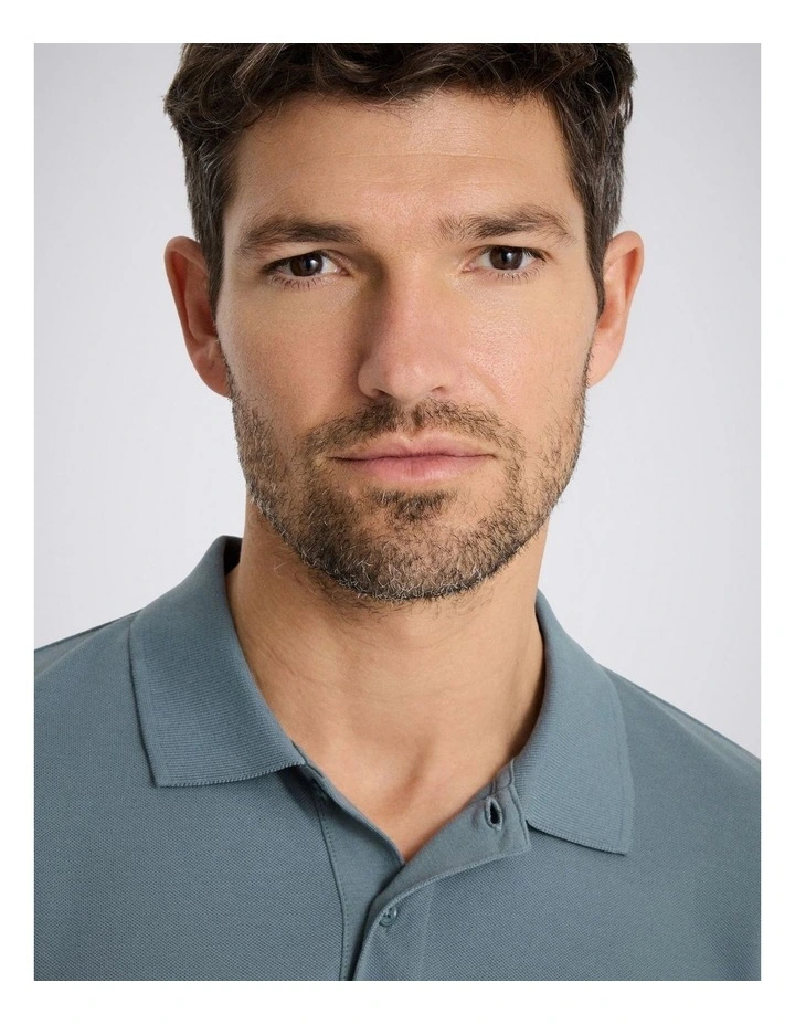 Teal Cotton Pique Polo Shirt image 2