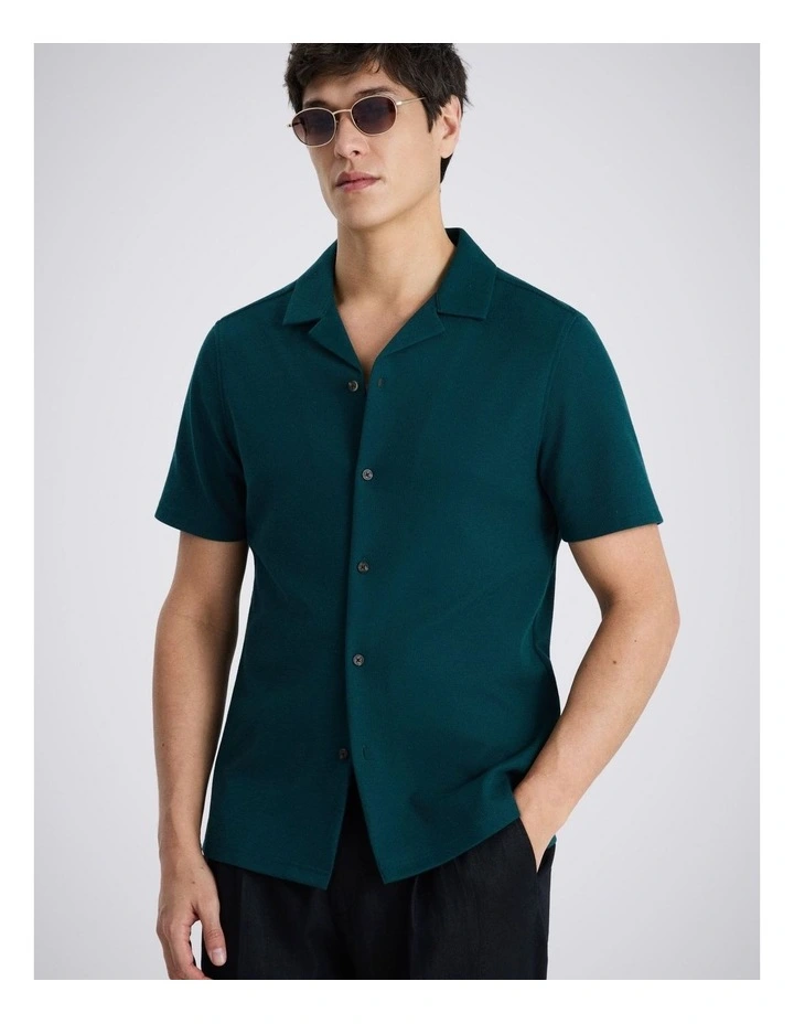 Emerald Knitted Cuban Collar Shirt image 1