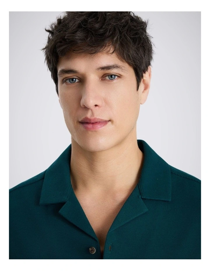 Emerald Knitted Cuban Collar Shirt image 3