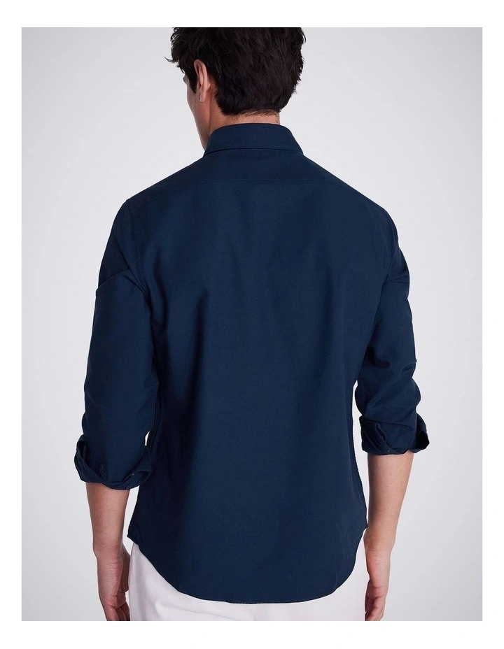 Navy Washed Cotton Oxford Shirt image 2