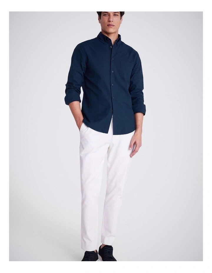 Navy Washed Cotton Oxford Shirt image 4