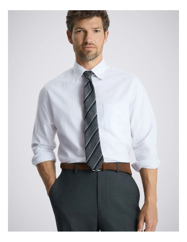 Blue Stripe Washed Cotton Oxford Shirt image 1