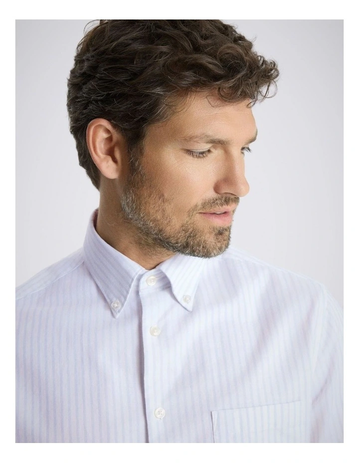 Blue Stripe Washed Cotton Oxford Shirt image 2