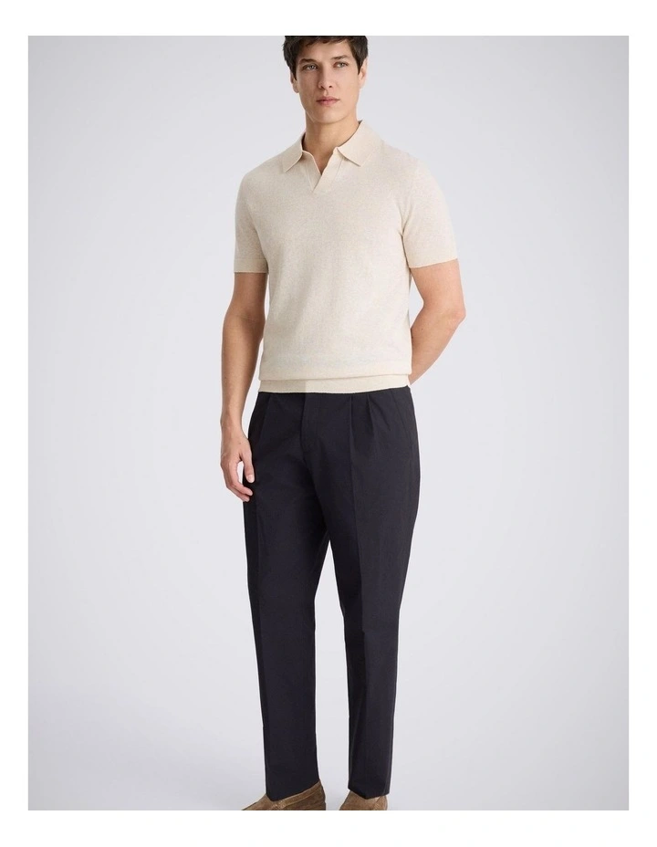 Oatmeal Linen-blend Skipper Polo Shirt image 3